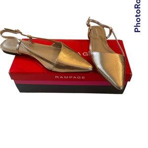 Rampage gold faux snake print flats